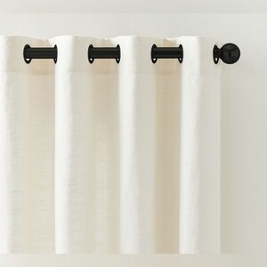 Emery Linen Grommet Light Filtering Curtain (Ivory, Antique Bronze)